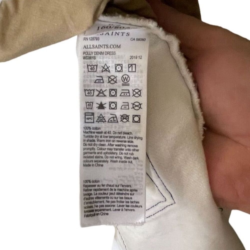 AllSaints Women's White Denim Button-Down Knee Length Dress Size 2 - Picture 5 of 5
